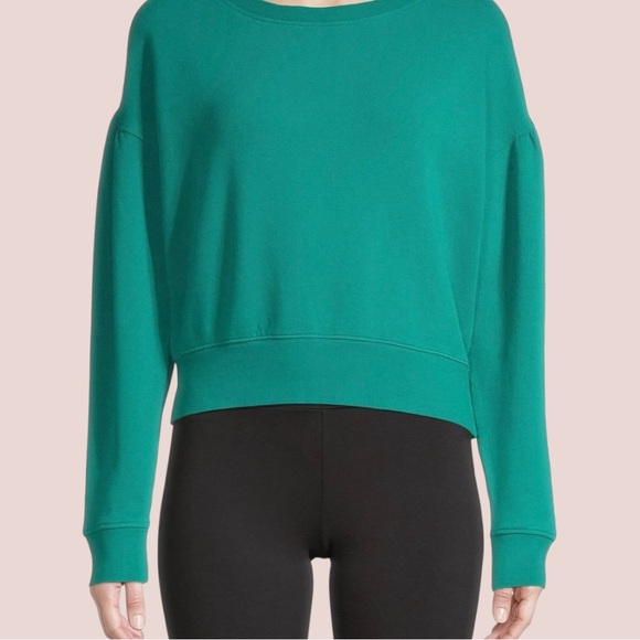 UGG Tops - UGG-Tenley Cropped Puff Sleeve Sweatshirt-Flood Green